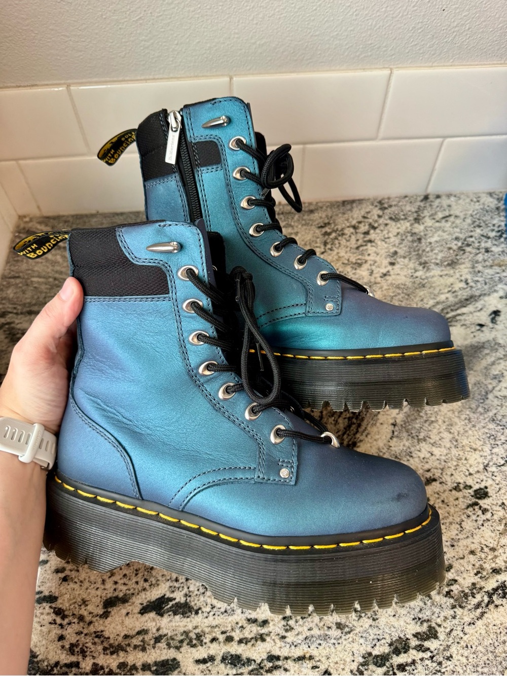 Dr. Martens Jadon II Hardware Platform Boots in Deep Pull Up Shift leather. L 7 - Picture 2 of 8